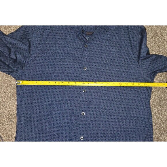 Robert Barakett Mens Long Sleeve Button-Down Shirt Size M Blue Microprint 100% C - Picture 6 of 9